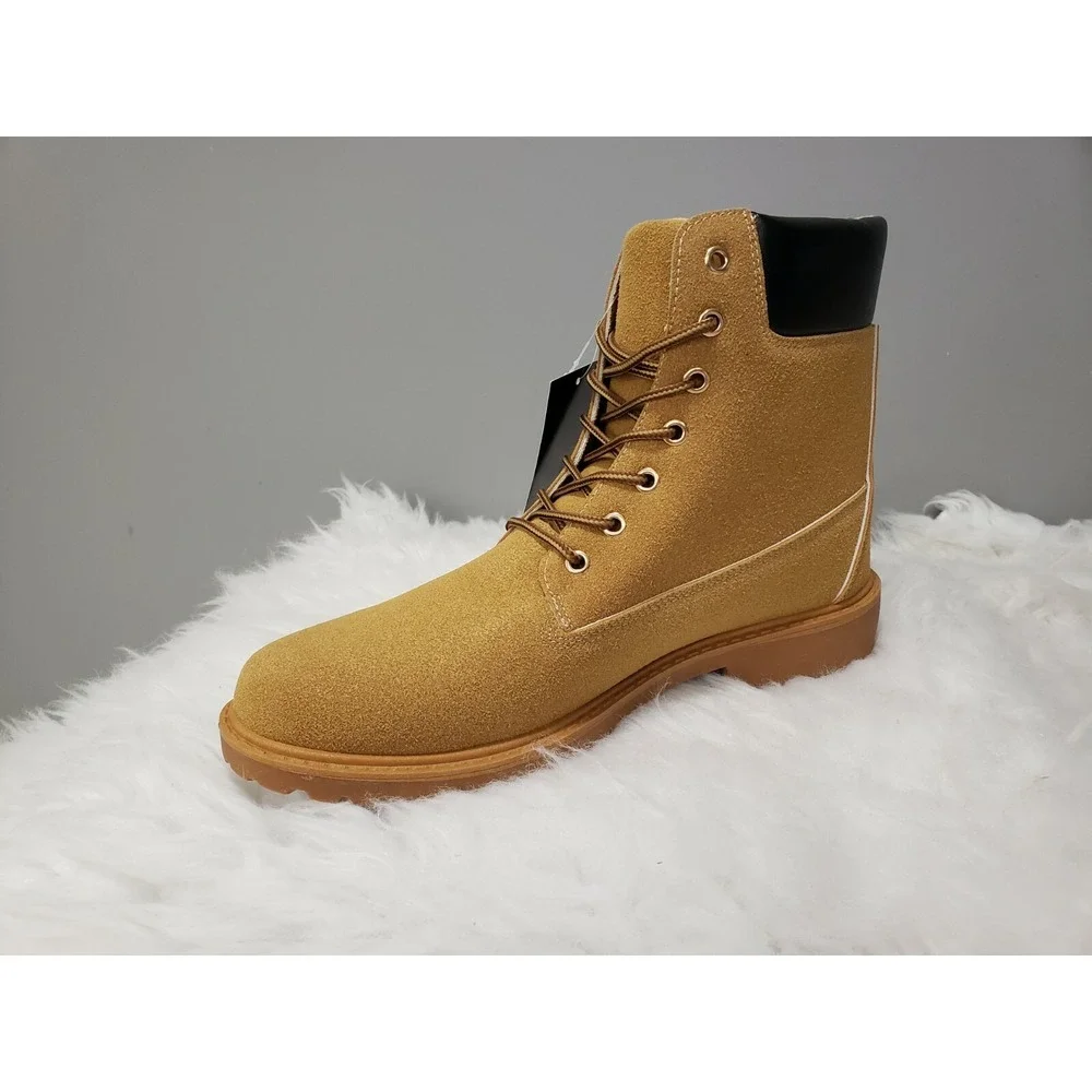 NEW Men's MICKEY MOUSE Lace Up Combat Boots Ankle Tan Size 12 Disney Chukka‎